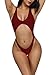 Viottiset Women's High Cut Out Thong One Piece Swimsuit Backless Bikini Bathing Suit Red Small