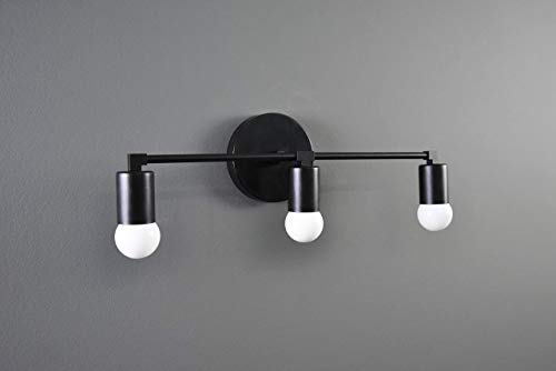 Handmade in U.S.A. Bathroom Vanity Sconce Matte Black Mid Century Modern Downward 3 Light Wall Sconce