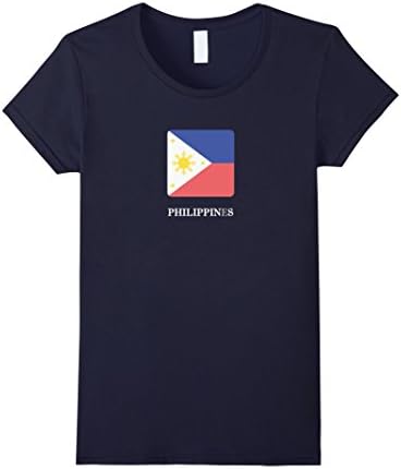 Women's Philippines National Flag T-shirt White Letter Filipino Flag XL Navy