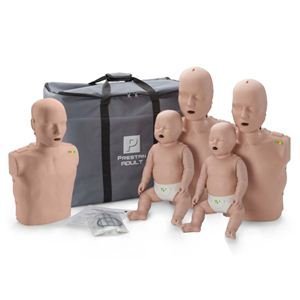 Prestan Family Pack of CPR Manikins (2 Adult, 1 Child, 2 Infant) Medium Skin with Rate Monitors, PP-FM-500M-MS