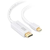 ITANDA Mini DisplayPort (Thunderbolt) to HDMI Cable, Mini DP to HDMI Female 6ft Cord Gold Plated for MacBook, iMac(LG51) Macbook Pro Surface Pro Dock in White