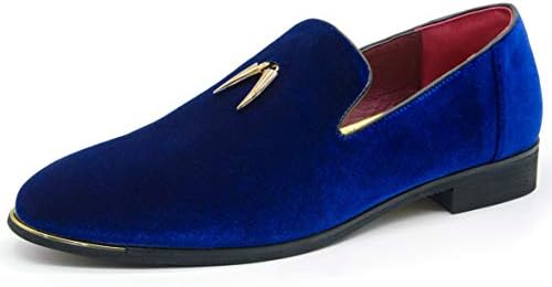 Amazon.com | FERUCCI Handmade Men Plain Royal Blue Velvet  display picture 1