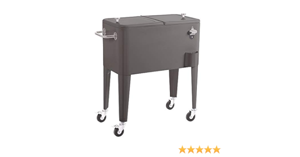 LOLAhome Nevera Fresh de Metal Gris para jardín con Porta Hielo de 80x43x74 cm