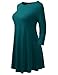 AMORE ALLFY Women's 3/4 Sleeve Round Neck Flare Hem Tunic Teal Large