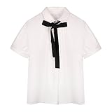 Sankill Sweet Chiffon Tie Bow Blouse (S, Short sleeve)