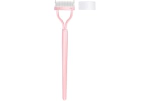 FANNY SANDY Eyelash Comb Separator Stainless Steel Pink Long Handle Eye Lash Separator Eyelash Definer Mascara Comb Applicator with Cover Arc Designed（1PC）