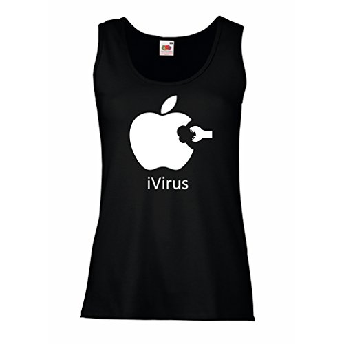 lepni.me Sleeveless t Shirts for Women iVirus - Best Funny Cool Gadget Fan Gifts (Large Black White)