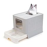 Suhaco Top Entry Cat Litter Box with Lid Foldable