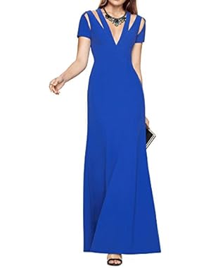 BCBG Max Azria Women's Shoulder Cutout Evening Gown Blue 0