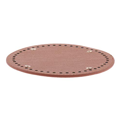 Fenteer Hand-Woven DIY Crochet Bags Round Bottom Insert Pad Shaper Rivets Cushion 15 cm - Brown
