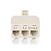 C2G Legrand Telephone Splitter, Two Line Splitter with NEMA Type B Connector for Smartphone Devices, Male to Female Two Line Adapter, Ivory Phone Line Splitter, 1 Count, C2G 41062
