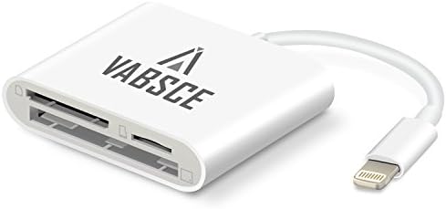 SD Card Reader, Lightning SD/TF/CF Card Adapter, Trail Game Camera Viewer for iPhone X/8 Plus/8/7 Plus/7/6s Plus/6s/6 Plus/ iPad Mini/Air, Support iOS 11.3 and Before, No App Required, Plug and Play