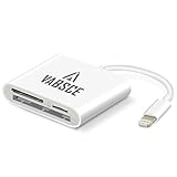 CF Card Reader, Digital Camera Reader Adapter Compatible with iPhone/iPad, Trail Game Camera Viewer Compatible iPhone Xs Max/Xs/X/8 Plus/8/7 Plus/7/iPad Mini/Air, No App Required, Plug and Play