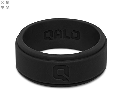 Qalo Men's Step Edge Silicone Ring, Black, Size 11