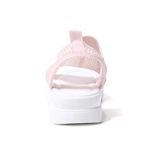 Women's Flat Sandals Open Toe Cutout Casual Summer Lightweight Comfort Platform Wedge Slip-on Flat Shoes Pink