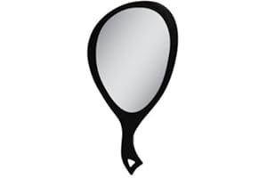 Zadro Large Hand Mirror with Handle Salon Mirrors for Hair Stylist, Big Handheld Mirror Makeup Mirror Wall Mounted Hang (Large: 19" x 10", Black Onyx)