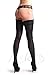 Black Luxurious Hold Ups With Floral Silicon Lace 60 Den - Hold Ups