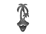 Hampton Nautical  Rustic Silver Cast Iron Wall Mounted Palm Tree Bottle Opener 6