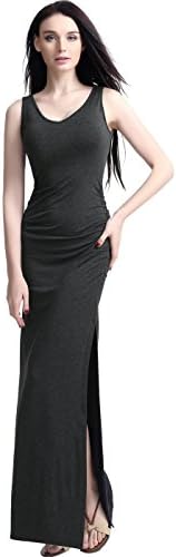 phistic Women's "Laura" Tank Column Side Slit Maxi Dress - Gray M