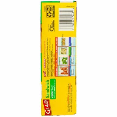 GLAD FOOD STORAGE ZIPPER SANDWICH BAGS 50 COUNT BOX (PACK OF 3)