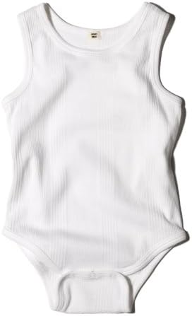 Goat Milk Ribbed Sleeveless Organic Onesie in White, 3-6M