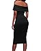 Tiksawon Womens Sexy Ruched Off Shoulder Bodycon Clubwear Stage Dress L Black