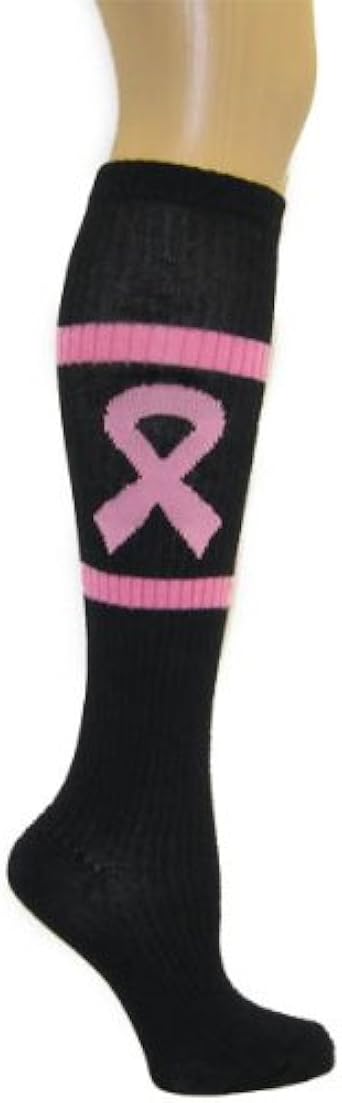 Amazon Com Pink Ribbon Breast Cancer Awareness Knee High Socks Sports Teams Run Walks Clothing