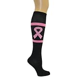 Pink Ribbon Breast Cancer Awareness Knee High Socks Sports Teams Run Walks