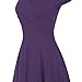 oxiuly Women's V-Neck Cap Sleeve Floral Casual Work Stretch Swing Dress OX233 (S, Purple Soild)