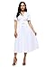 AlvaQ Women Sexy V Neck Short Sleeve A Line Skater Dress Knee Length Midi Party Dresses Club White Large