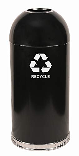 Witt Industries 415DTBK-R Steel 15-Gallon Standard Open Top Indoor Recycling Receptacle with Galvanized Liner, Legend "Recycle", Round, 15" Diameter x 35" Height, Black - Thumbnail 3