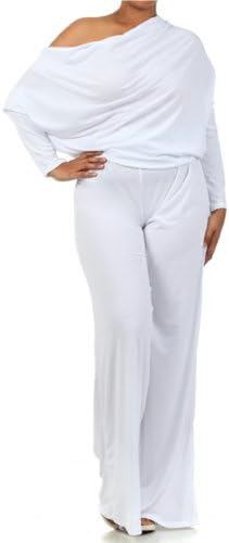 PLUS MULTI WAY Reversible PLUNGING Convertible Romper Jumpsuit Off One Shoulder Halter - White - 3XL