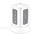 BESTTEN 6 Outlet Desktop Power Strip Tower, 1800 Joule Surge Protector with 4 USB Charging Ports (4.2A Total), 6 Feet Extension Cord, 45 Degree Angle Flat Plug, ETL Certified, Gray