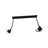 Riipoo 90 Degrees Angle USB 2.0 A Male To 90 Degrees Angle Micro USB 5Pin A Male Plug Spring Coiled Charging Charger Cable(5Ft) (90-degree angle micro USB )