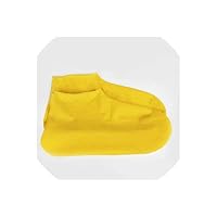 Reusable Waterproof Rain Shoes Covers Slip Resistant Rubber Rain Boot Overshoes Unisex,Yellow Short Style,L