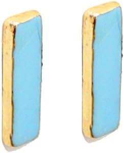 SONIA HOU Candy Bar Earrings, Rectangular Gemstone Bar Ear Studs in 24K Gold - Birthday Anniversary Engagement Bridal Party Graduation Gifts (Blue Dolomite)