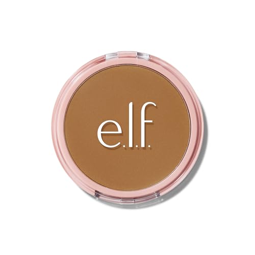 e.l.f. Halo Glow Powder Filter, Pressed Finishing Powder, Buildable Coverage, Crease-Resistant, Blurs the Appearance of Pores, With Velour Puff and Mirror, Vegan & Cruelty-Free, Deep Neutral