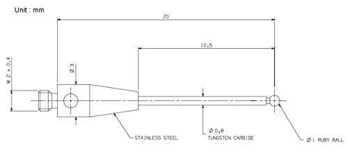 31dP0Bnu XL Cmm Touch Probe Stylus 1mm High Quality Ruby Ball Tips M2 Thread 20mm Long A-5003-0033 (H0033 M2D1.0L20.0) - Image 3