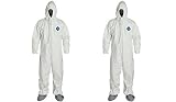 DuPont TY122S-XL-EACH Disposable Elastic Wrist, Bootie and Hood Tyvek Coverall Suit 1414, X-Large, White (2 PACK)