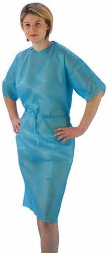 Premier Disposable Short Sleeve Exam Gown Blue One Size Pack of 50