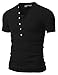 Doublju Mens Henley T-shirts with Short Sleeve