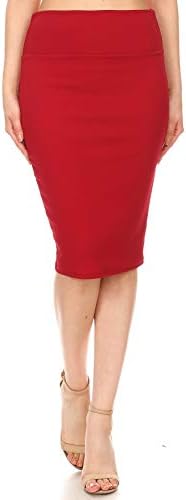 Womens Business Office Casual Stretch High Waist Solid Print Pencil Skirt Q1021-2