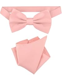 Vesuvio Napoli BowTie Solid Dusty Pink Color Mens Bow Tie & Handkerchief