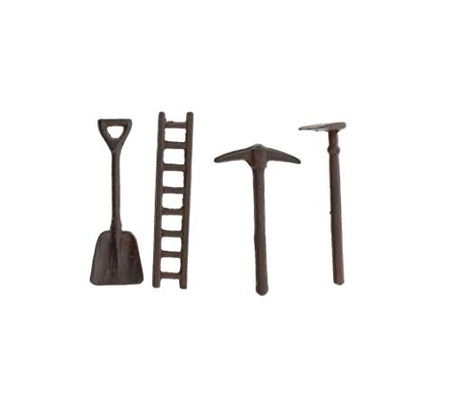 The Bridge Collection Set of 4 Mini Cast Iron Garden Tools for Fairy Gardens