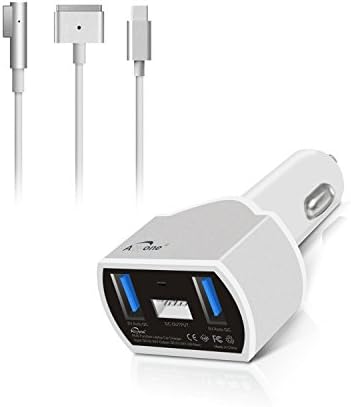 Atabyone MCC90 3Ports 110W Laptop Car Charger for compatible with MacBook Air MacBook Pro Macbook; Dual USB Ports 4.8A Charging for 5V Tablets and Smartphones