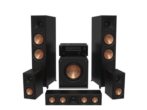 Klipsch Reference Premiere RP-8000F II 5.1 Home Theater System with 8” Cerametallic Woofers in Ebony with Onkyo TX-NR6100 7.2 Channel THX Certified Network AV Receiver