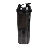 UncleHu Shaker Bottle for Protein Mixes with 22-Ounce Transparent Bottle, Two Storages and One Pill Tray ,Free Combination