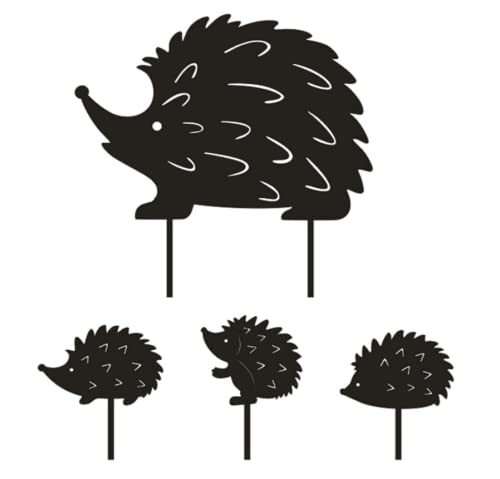 Garden Hedgehog Decoration Metal Hedgehog Garden Statue Hedgehog Family on Metal stakes for the garden
