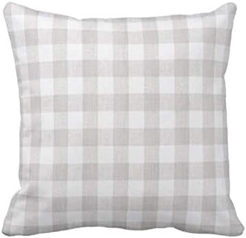 Miiyu6Bird Plaid Pillow Cover Farmhouse Pillow Check Pillow Light Gray Pillow Cover Cottage Pillow Neutral Pillow Cover Shabby Chic Pillow Grey Cushion