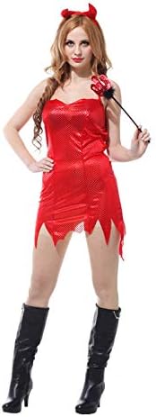 DreamPartyDress - Sexy Red Sequin Devil Fancy Dress Costume - Halloween Party (Women: 6-8) ladies womens